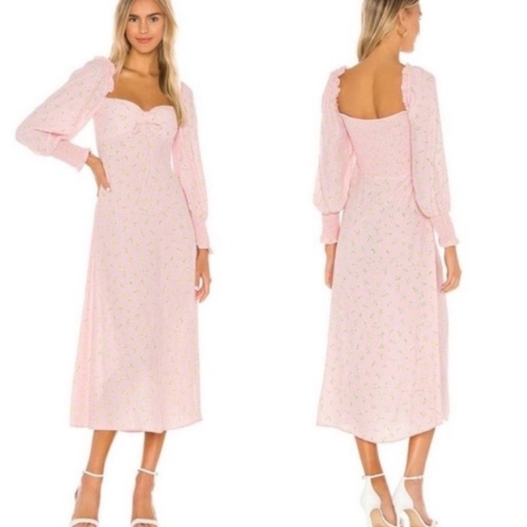 Faithfull The Brand Mathilde Midi Sun Dress | Floral Print | Size 6 | Pink - Picture 2 of 12